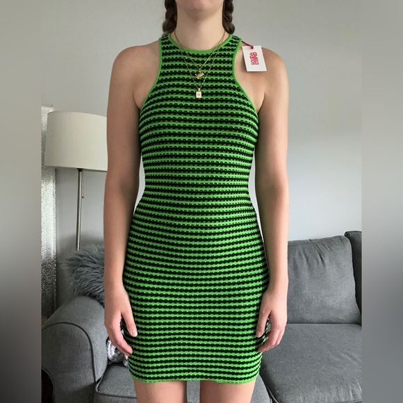 Solid and Striped Green Sia Mini Dress Swimsuit Coverup - Picture 10 of 11